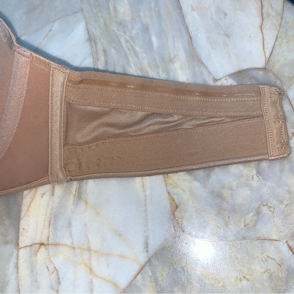 36C Strapless Bombshell Miraculous Super Push Up Bra Beige Tan Satin - Picture 6 of 14